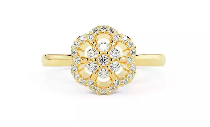 flower gold engagement ring with diamonds