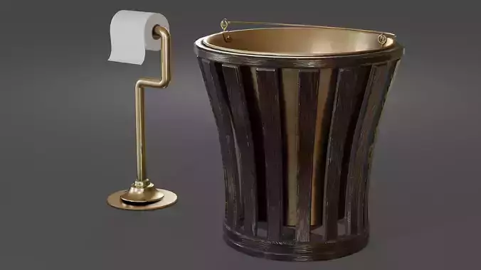 Toilet paper and trash can