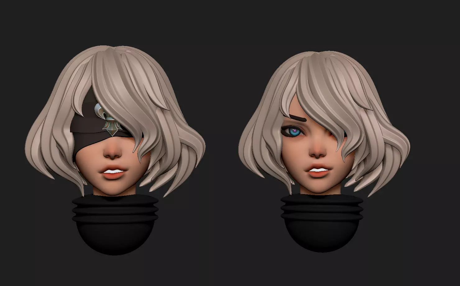 Space nuns anime heads 3D print model