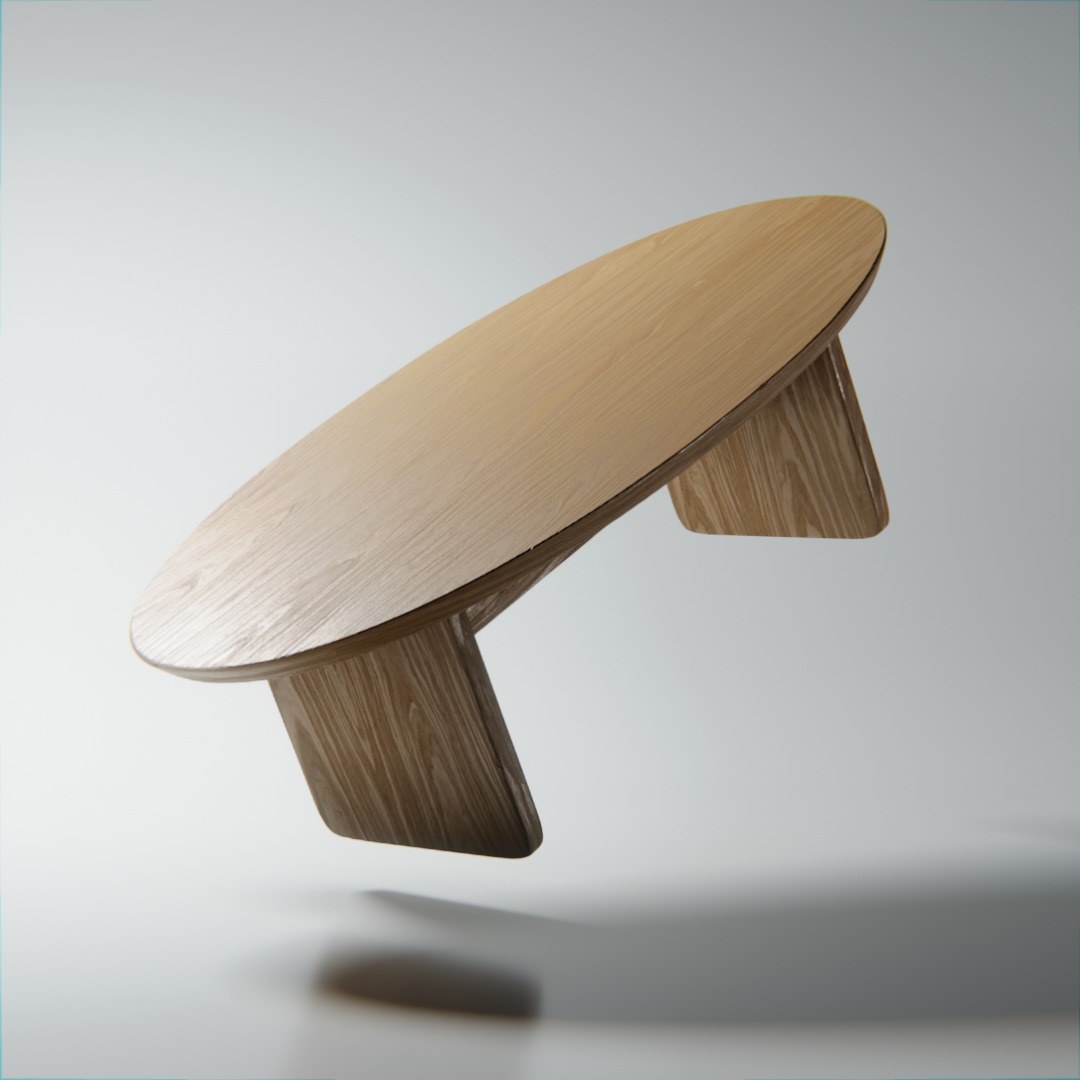 Coffee Table Oak Wood - 4k Texture 3d Model 3D model_3