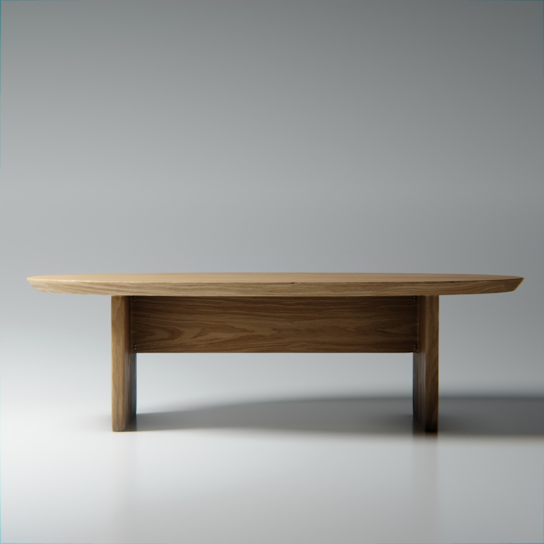 Coffee Table Oak Wood - 4k Texture 3d Model 3D model_2