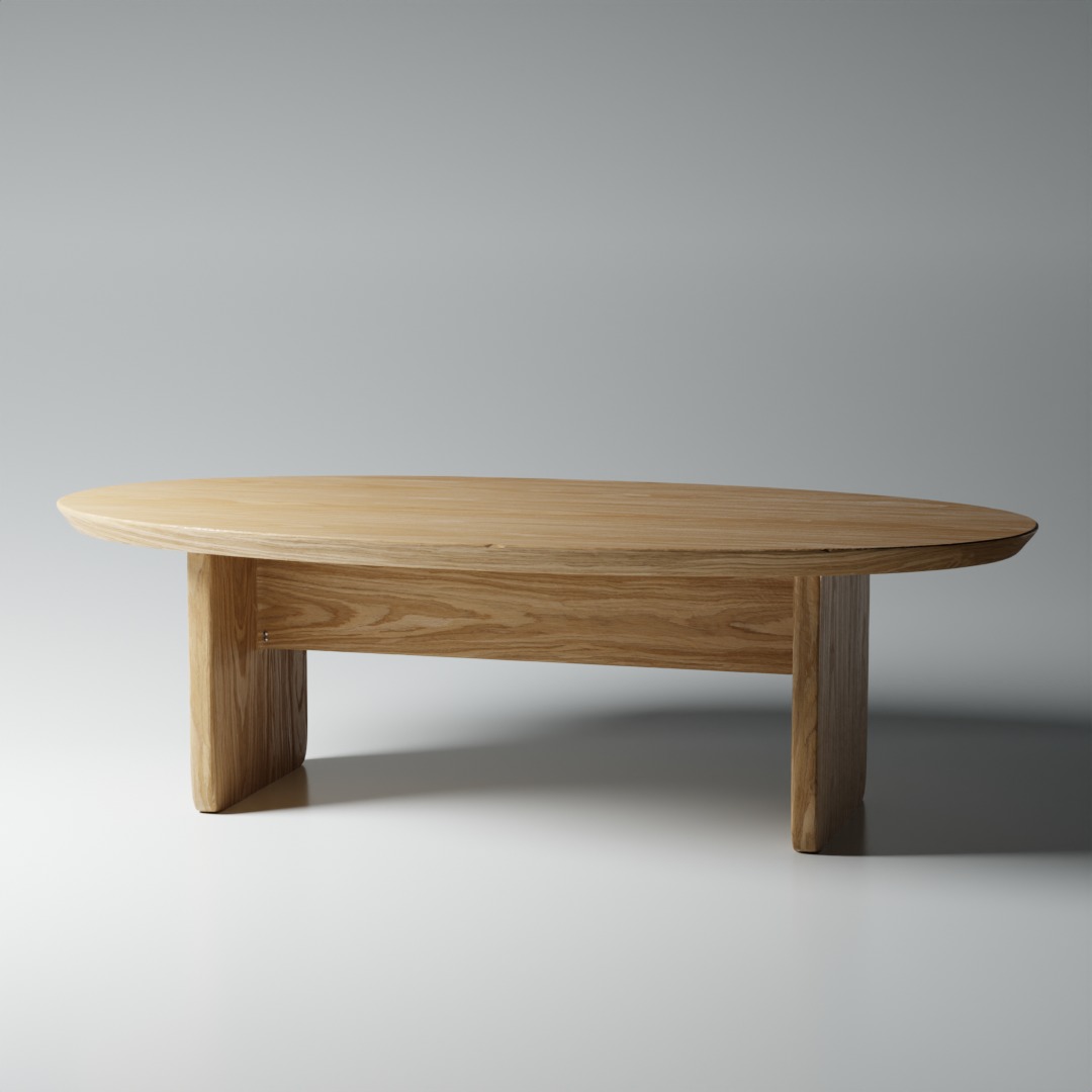 Coffee Table Oak Wood - 4k Texture 3d Model 3D model_1