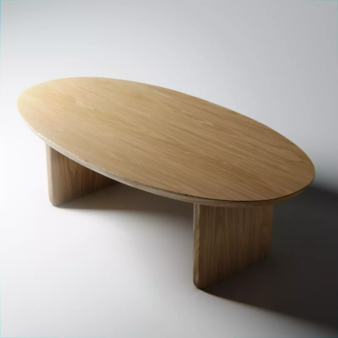 Coffee Table Oak Wood - 4k Texture 3d Model 3D model_0