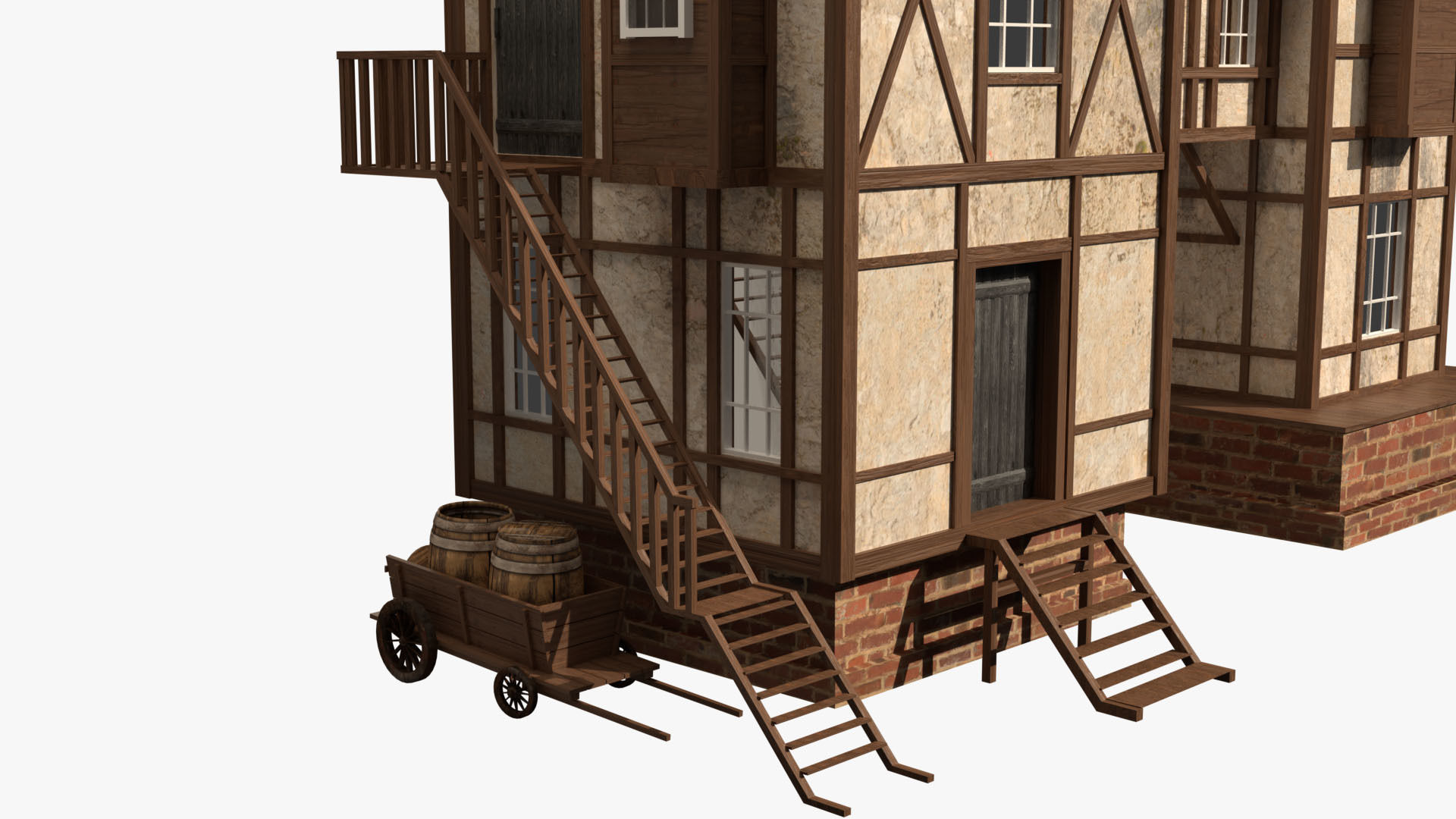 Game Ready Medieval house Low-poly 3D model_6