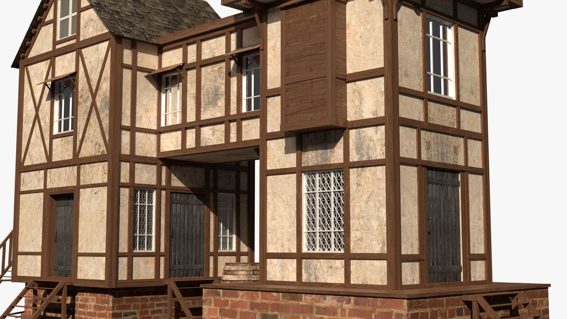 Game Ready Medieval house Low-poly 3D model_14