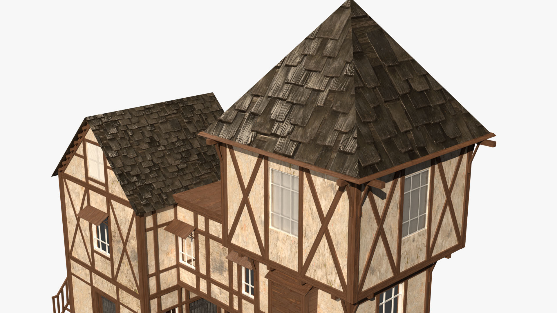 Game Ready Medieval house Low-poly 3D model_17
