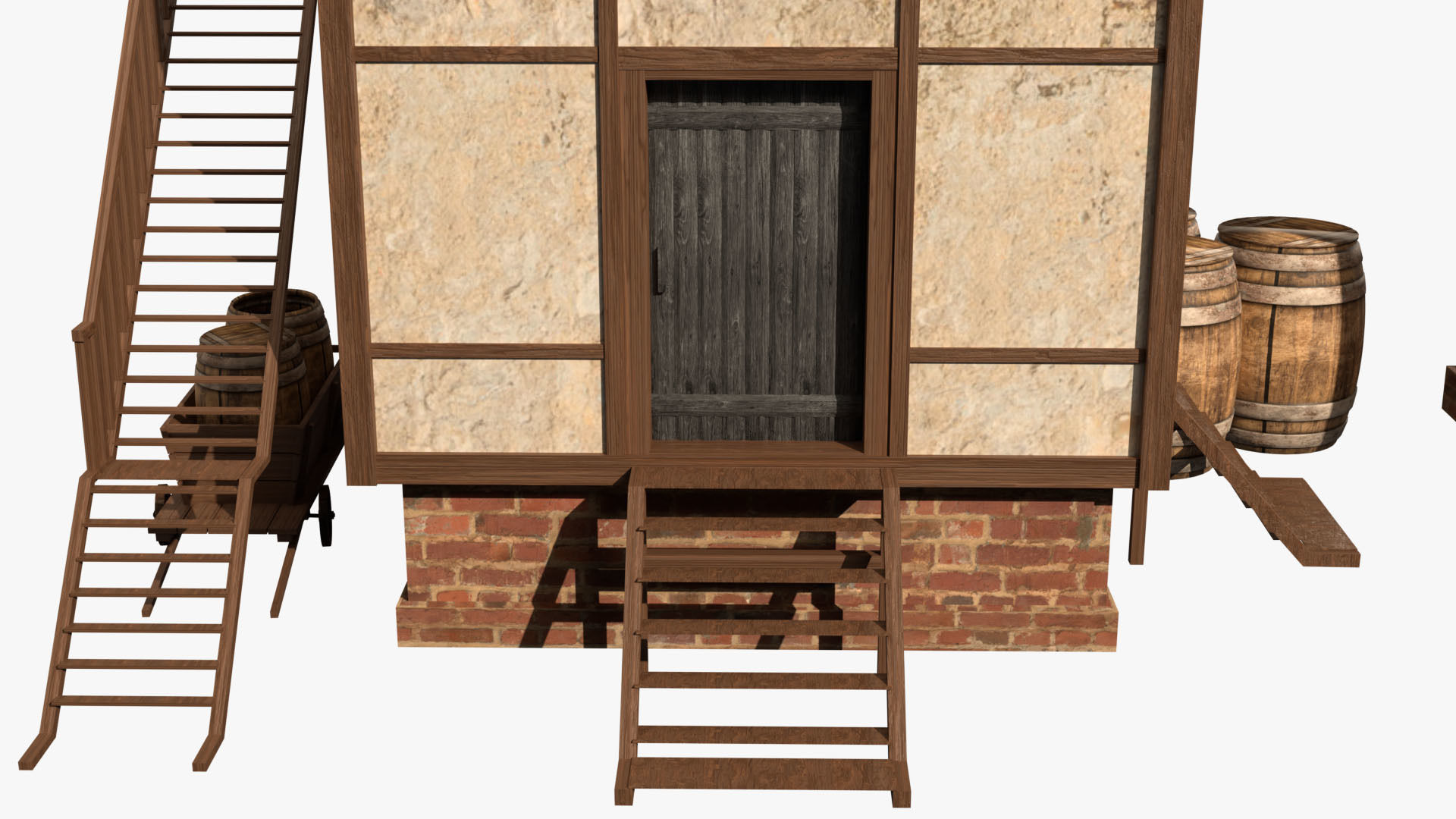 Game Ready Medieval house Low-poly 3D model_12