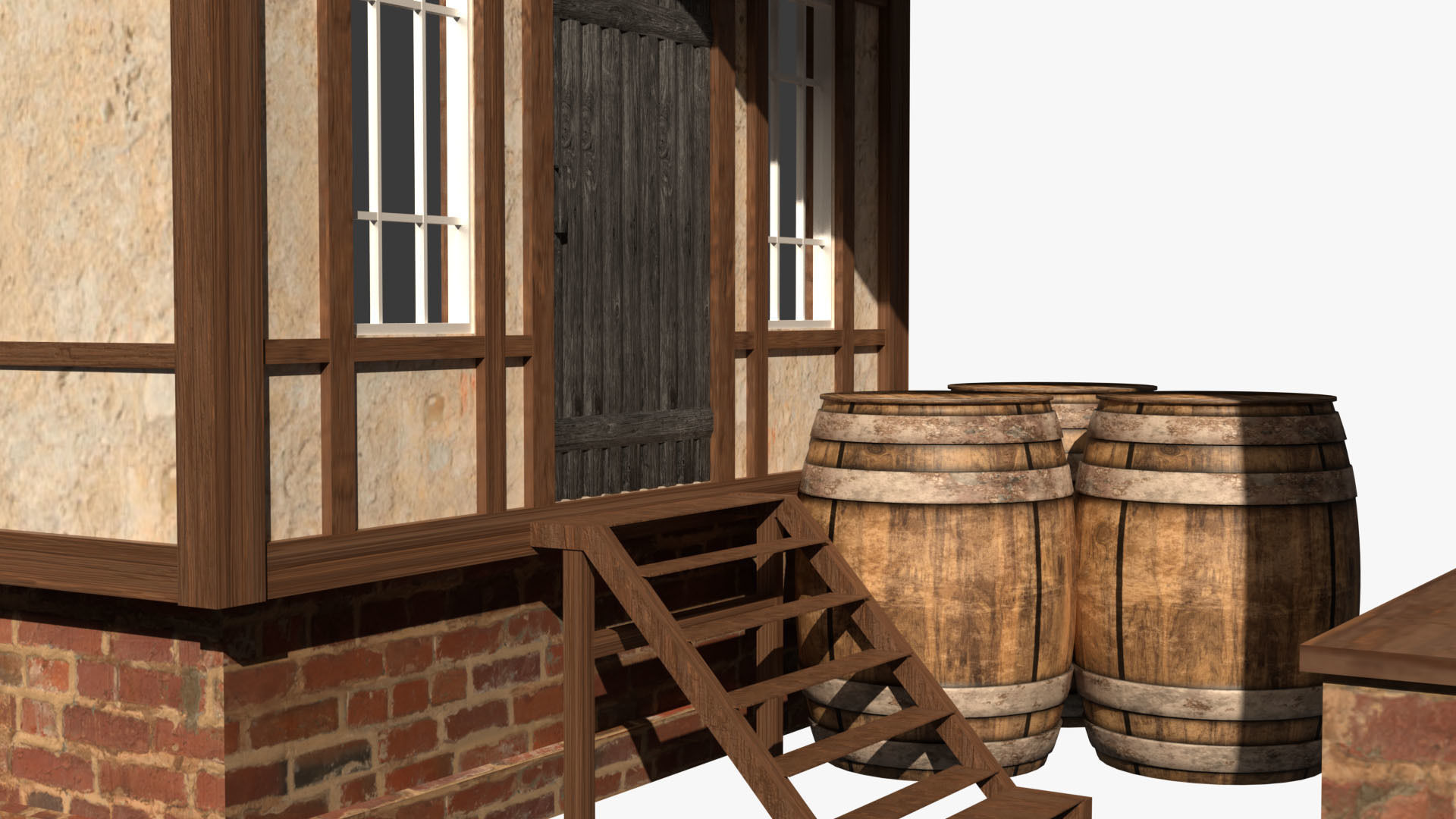 Game Ready Medieval house Low-poly 3D model_10