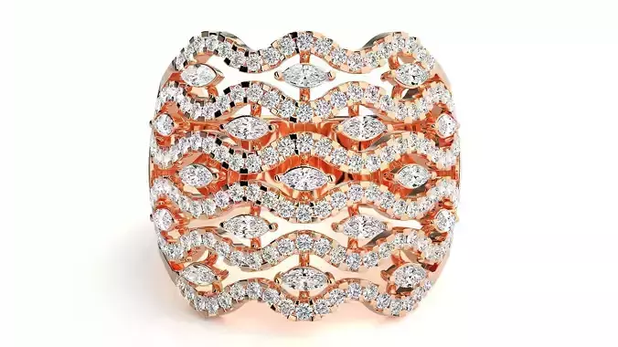 Diamond Cluster Cocktail ring 3dm stl renders details 3D print model