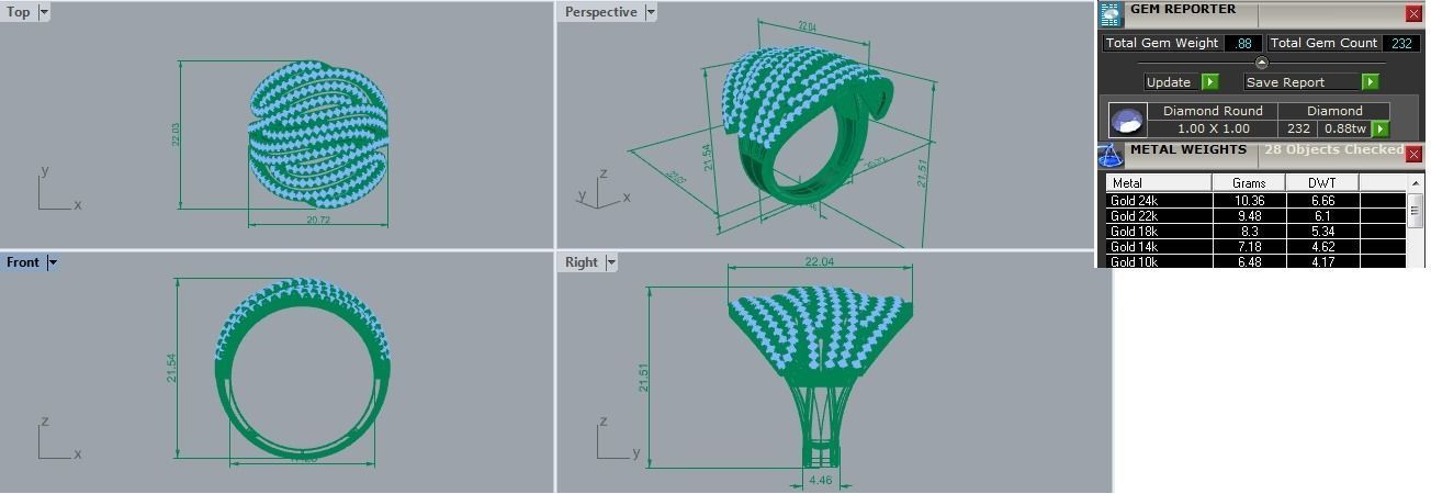 Wave Cocktail Ring 3dm stl renders details 3D print model_10