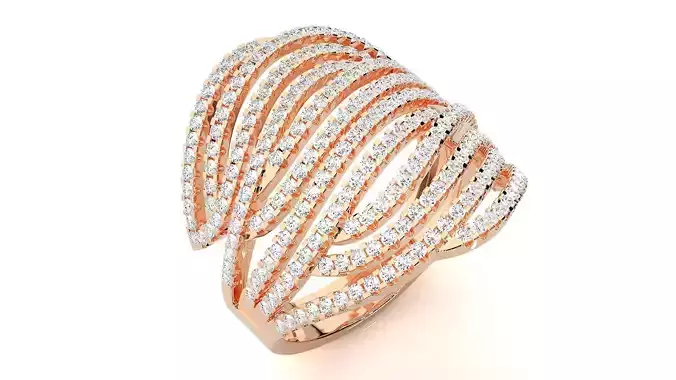 Wave Cocktail Ring 3dm stl renders details