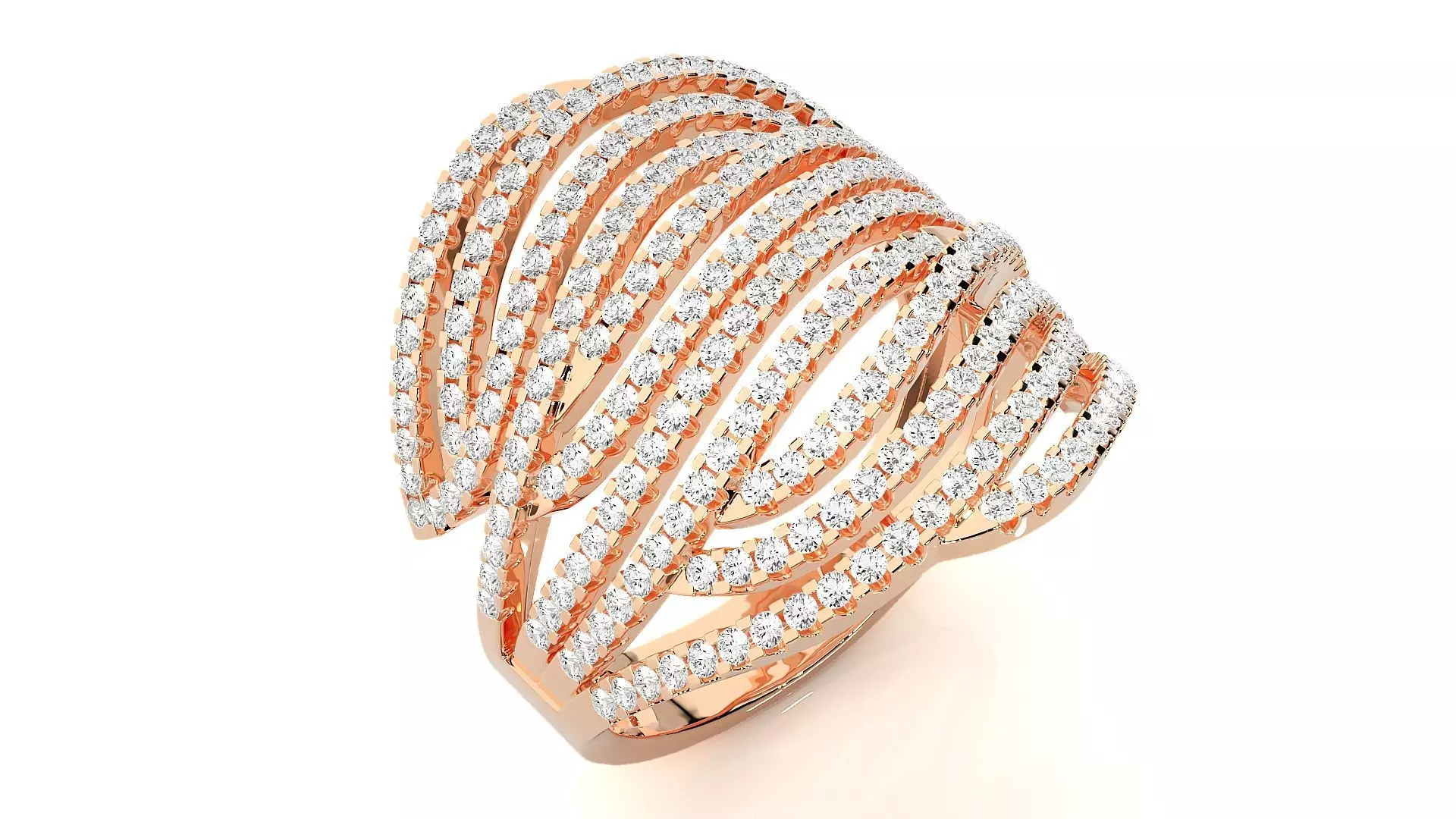 Wave Cocktail Ring 3dm stl renders details 3D print model_0