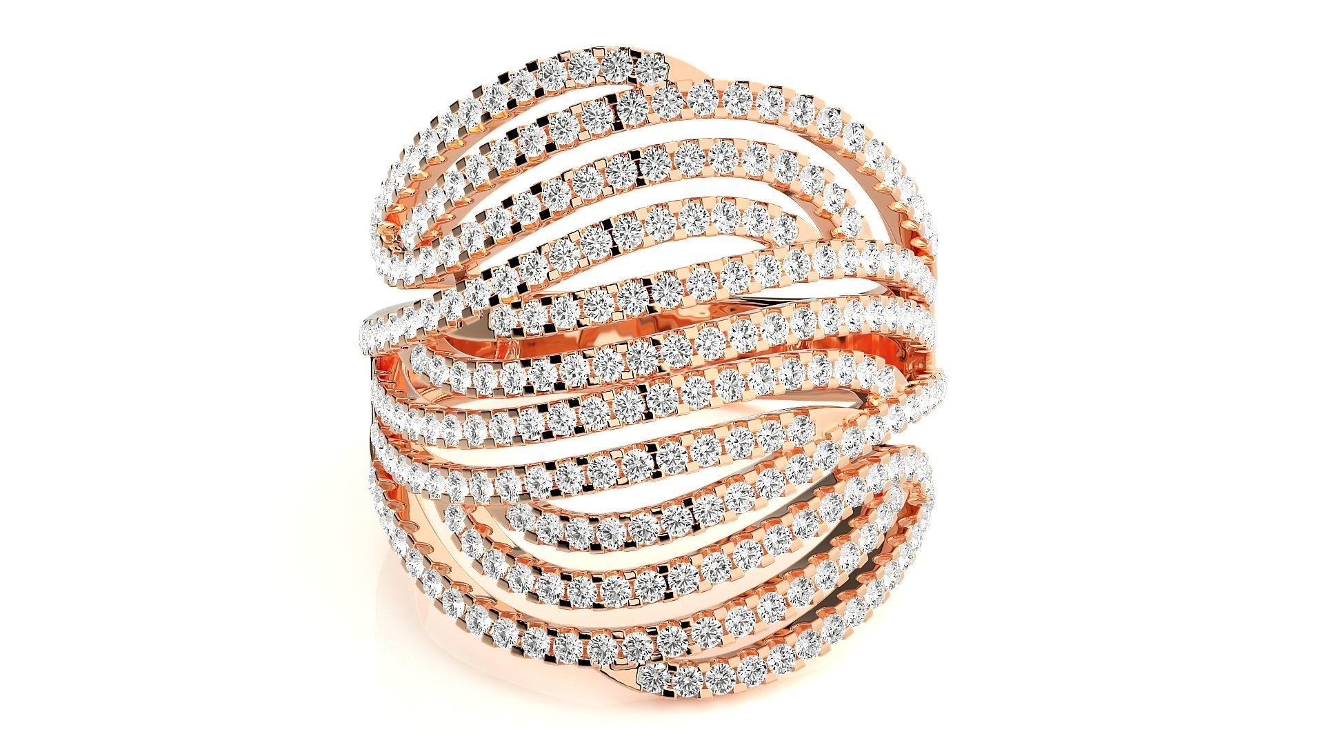 Wave Cocktail Ring 3dm stl renders details 3D print model_2