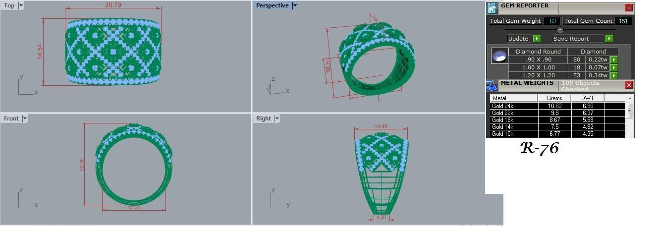 Diamond Cluster Cocktail ring 3dm stl renders details 3D print model_2