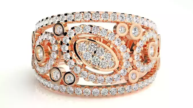 High Jewelry Diamond Cocktail Ring 3dm stl renders details