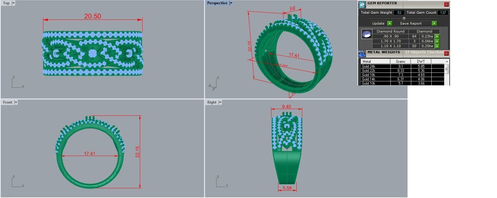 Cocktail Diamond Ring 3dm stl renders details  3D print model_1