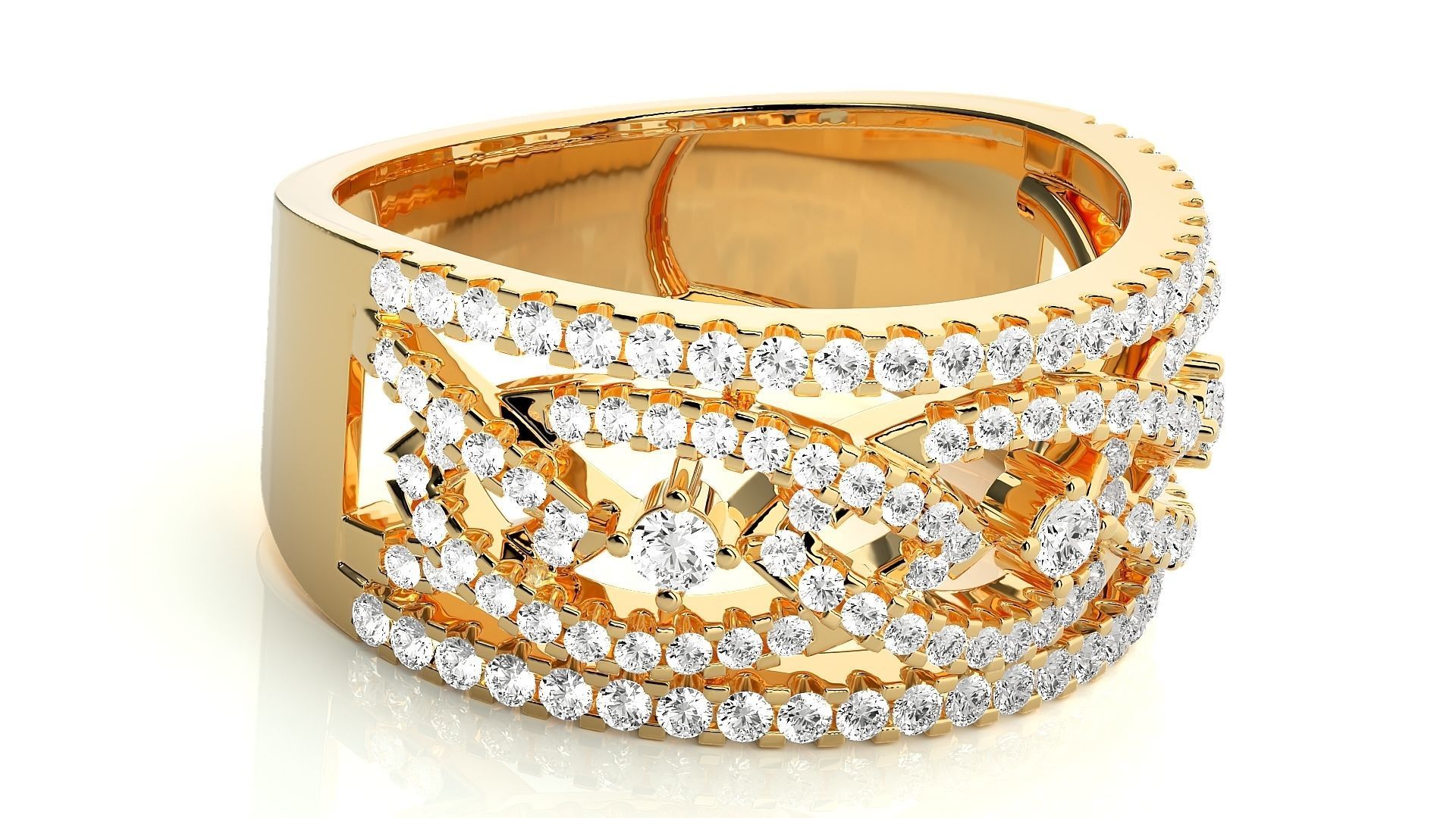 Cocktail Diamond Ring 3dm stl renders details  3D print model_9