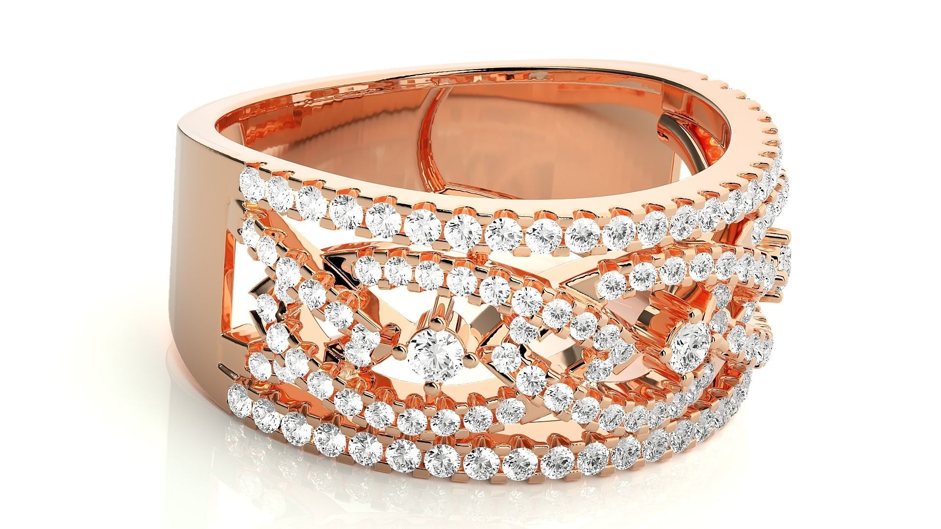 Cocktail Diamond Ring 3dm stl renders details  3D print model_4