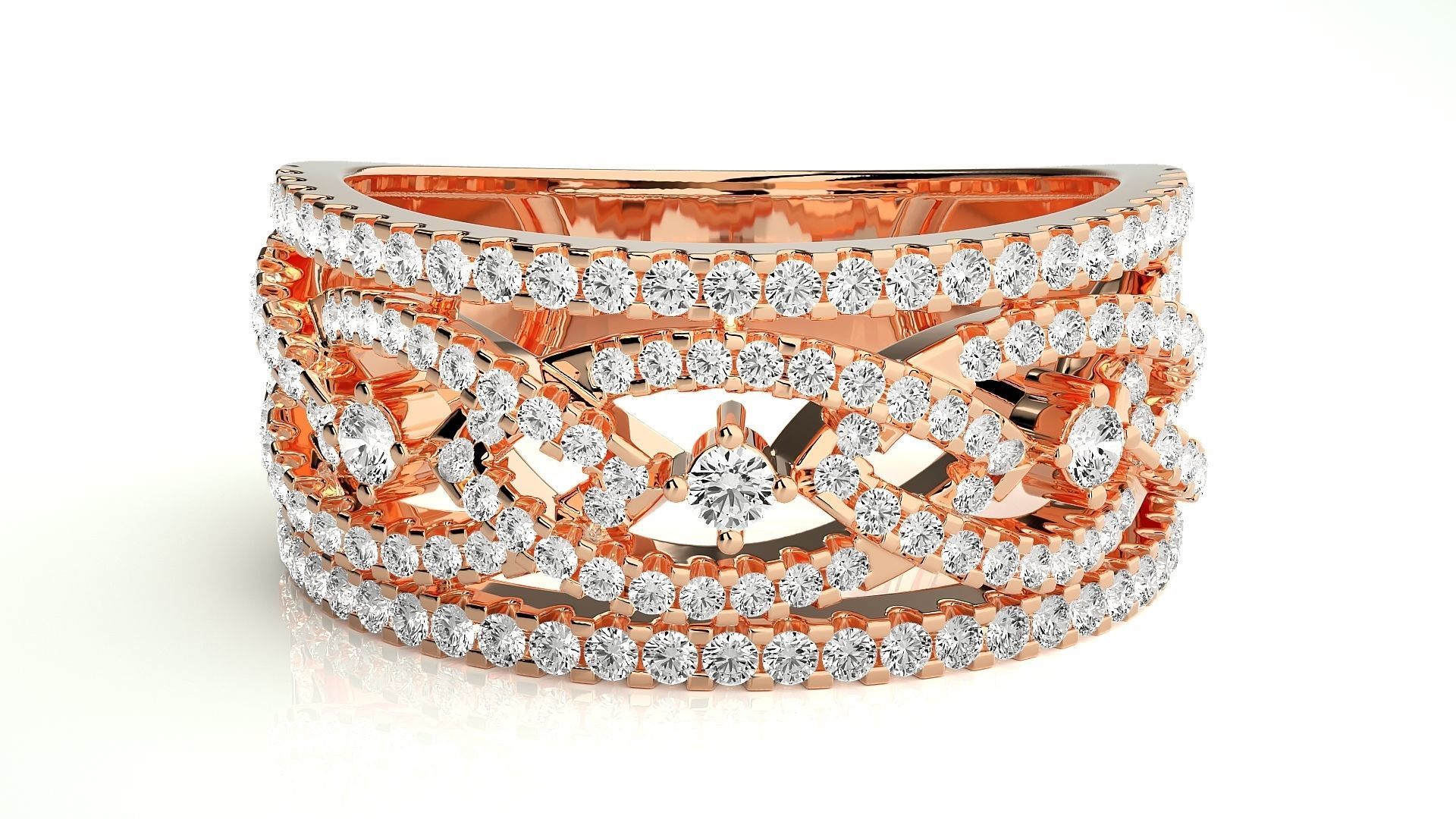 Cocktail Diamond Ring 3dm stl renders details  3D print model_3