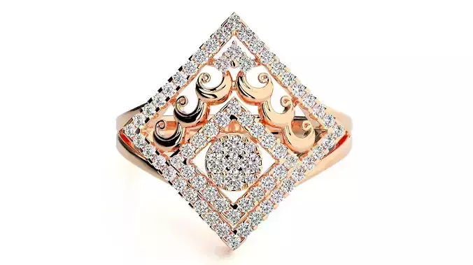 Classic Vintage Cocktail Ring 3dm stl renders details