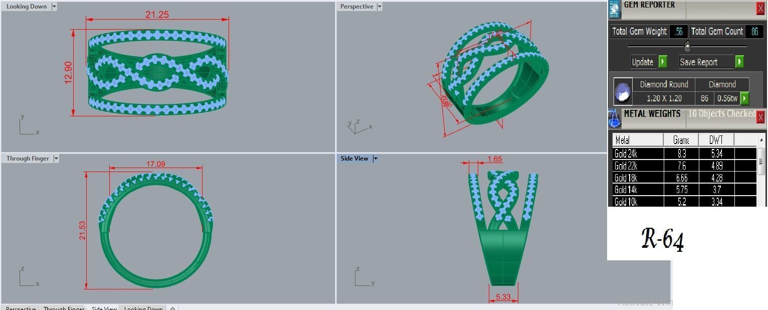 Dual Infinity Cocktail Ring 3dm stl renders details 3D print model_1