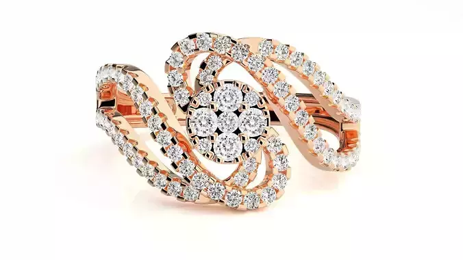 High Jewelry Diamond Cocktail Ring 3dm stl renders details