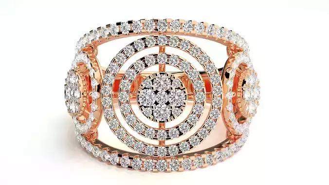 High Jewelry Diamond Cocktail Ring 3dm stl renders details