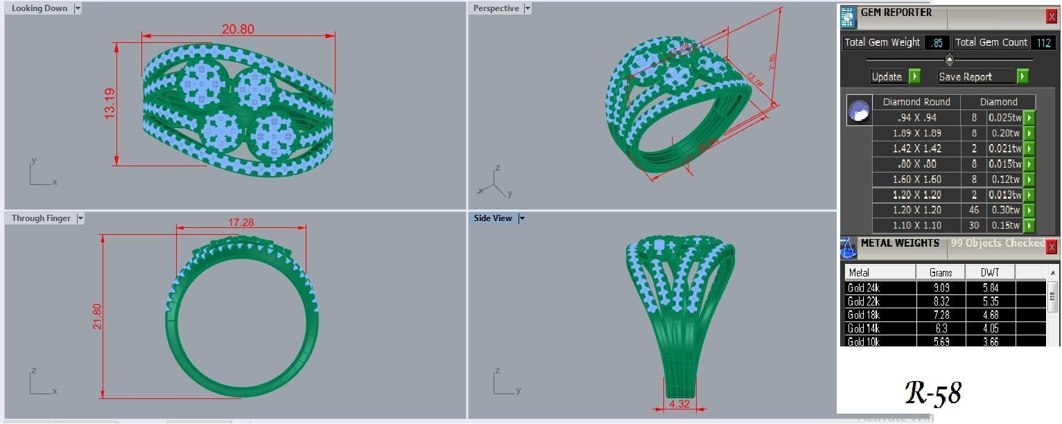 High Jewelry Diamond Cocktail 3dm stl renders details 3D print model_1