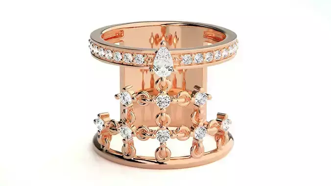 Diamond Cluster Cocktail ring 3dm stl renders details 3D print model