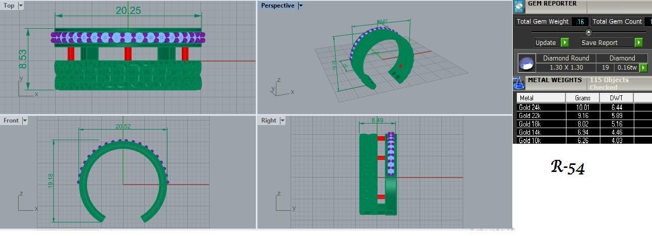 Cuban Chain Diamond Cocktail Band Ring 3dm stl renders  3D print model_1