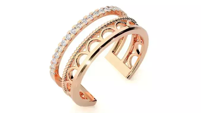 Wave Cocktail Ring 3dm stl renders details 