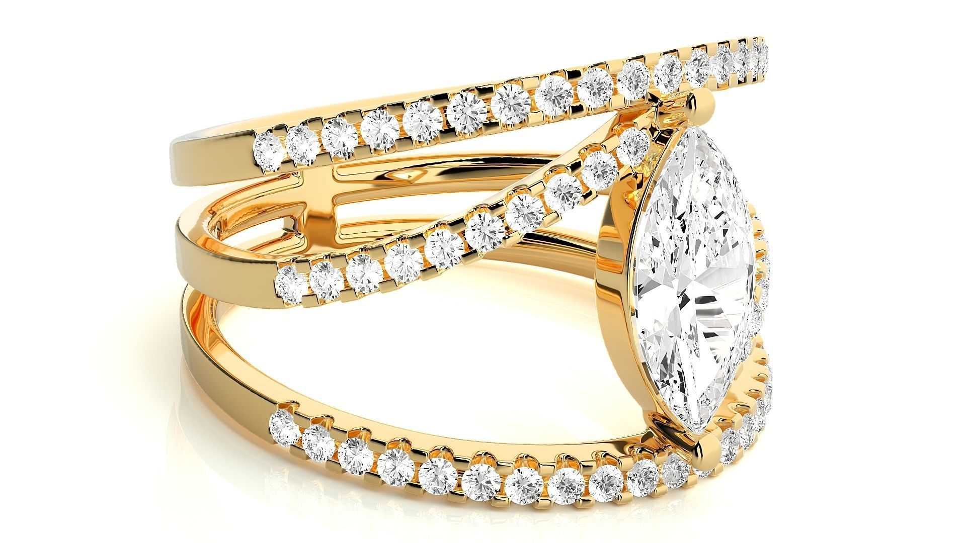 Marquise Solitaire 3dm stl renders details  3D print model_8