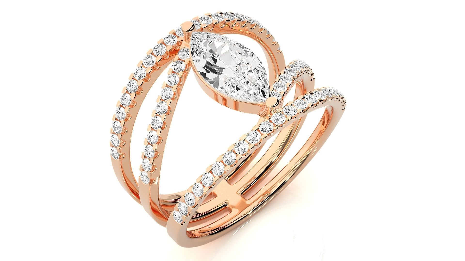 Marquise Solitaire 3dm stl renders details  3D print model_3