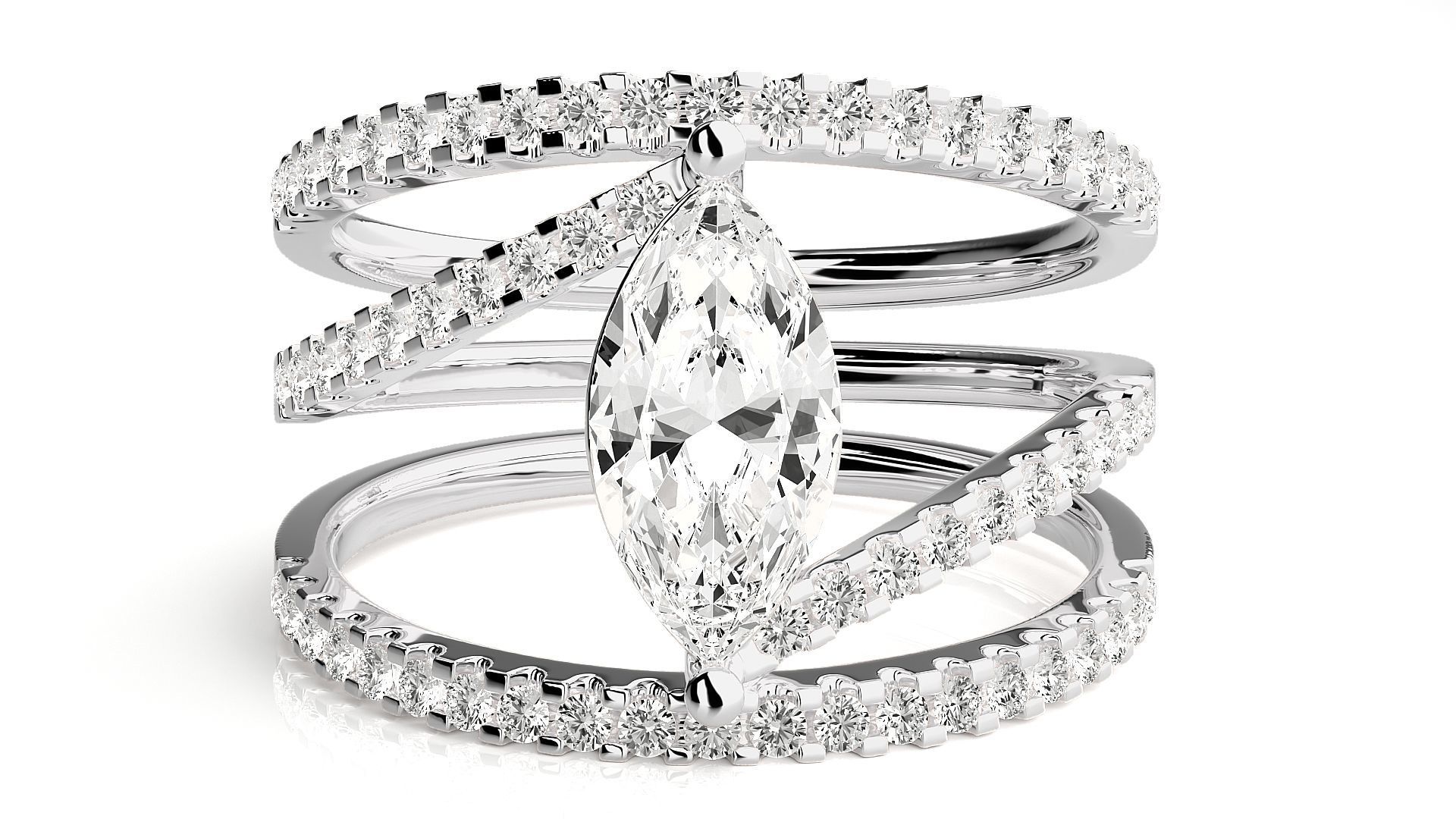 Marquise Solitaire 3dm stl renders details  3D print model_4