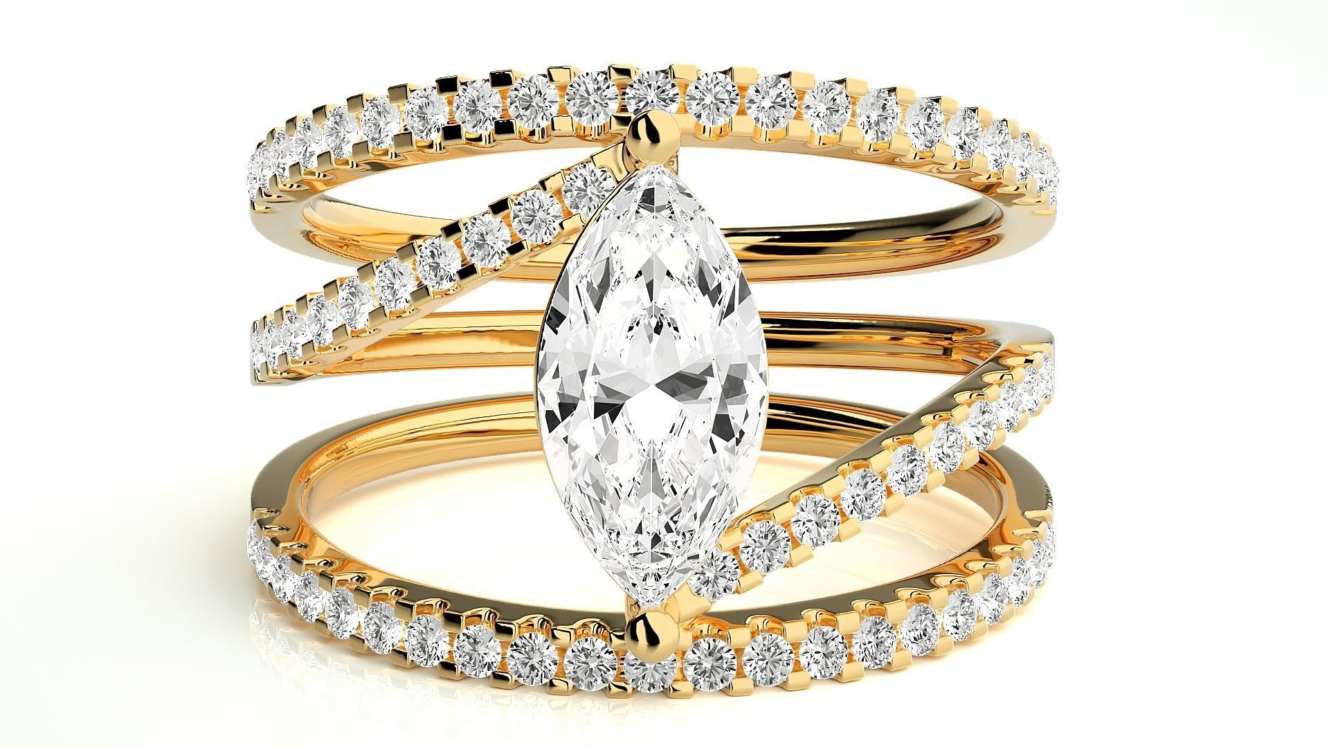 Marquise Solitaire 3dm stl renders details  3D print model_7