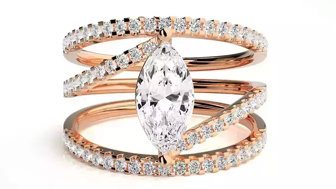 Marquise Solitaire 3dm stl renders details 