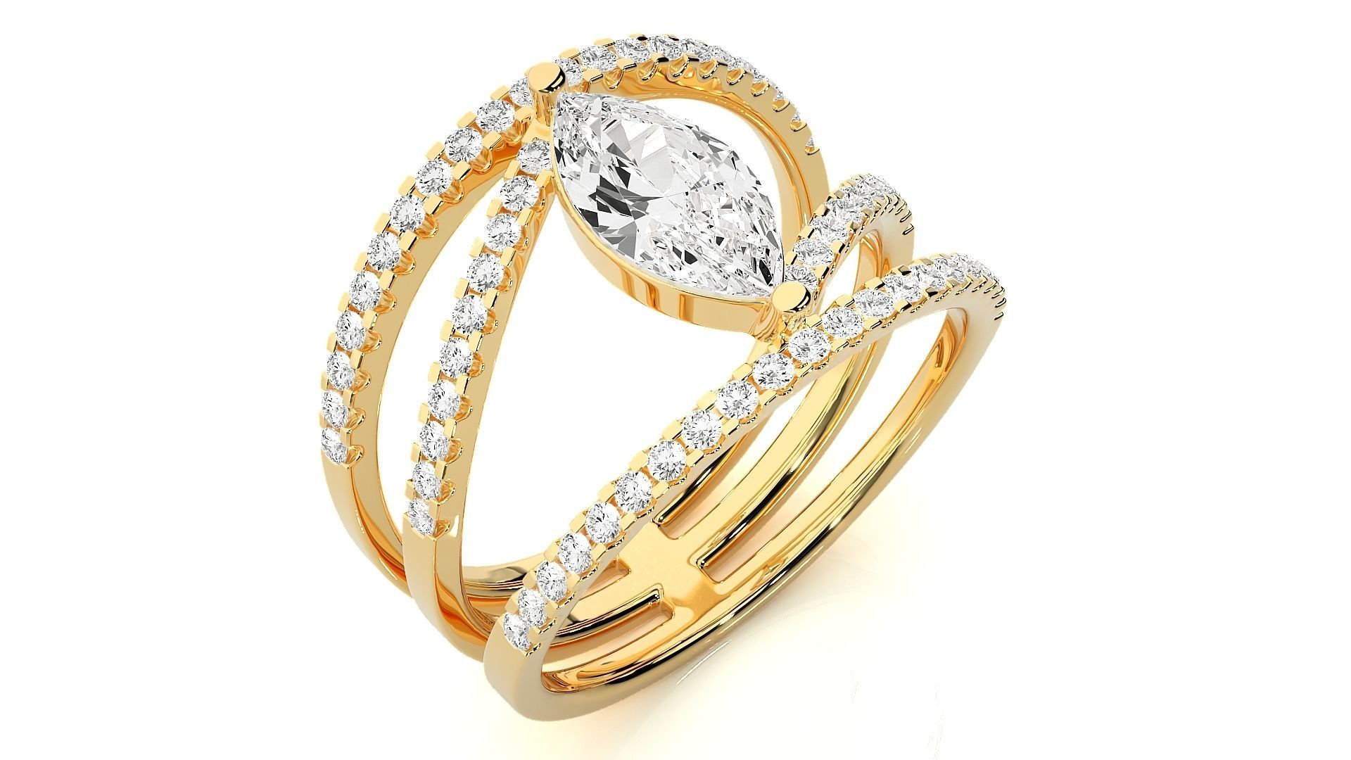 Marquise Solitaire 3dm stl renders details  3D print model_9