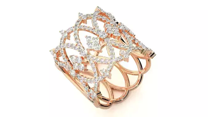 Woven Chain High Jewelry Cocktail Ring 3dm stl renders details 3D print model