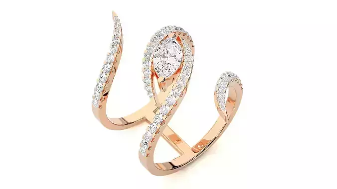 High Jewelry  Marquise Cocktail ring 3dm stl renders