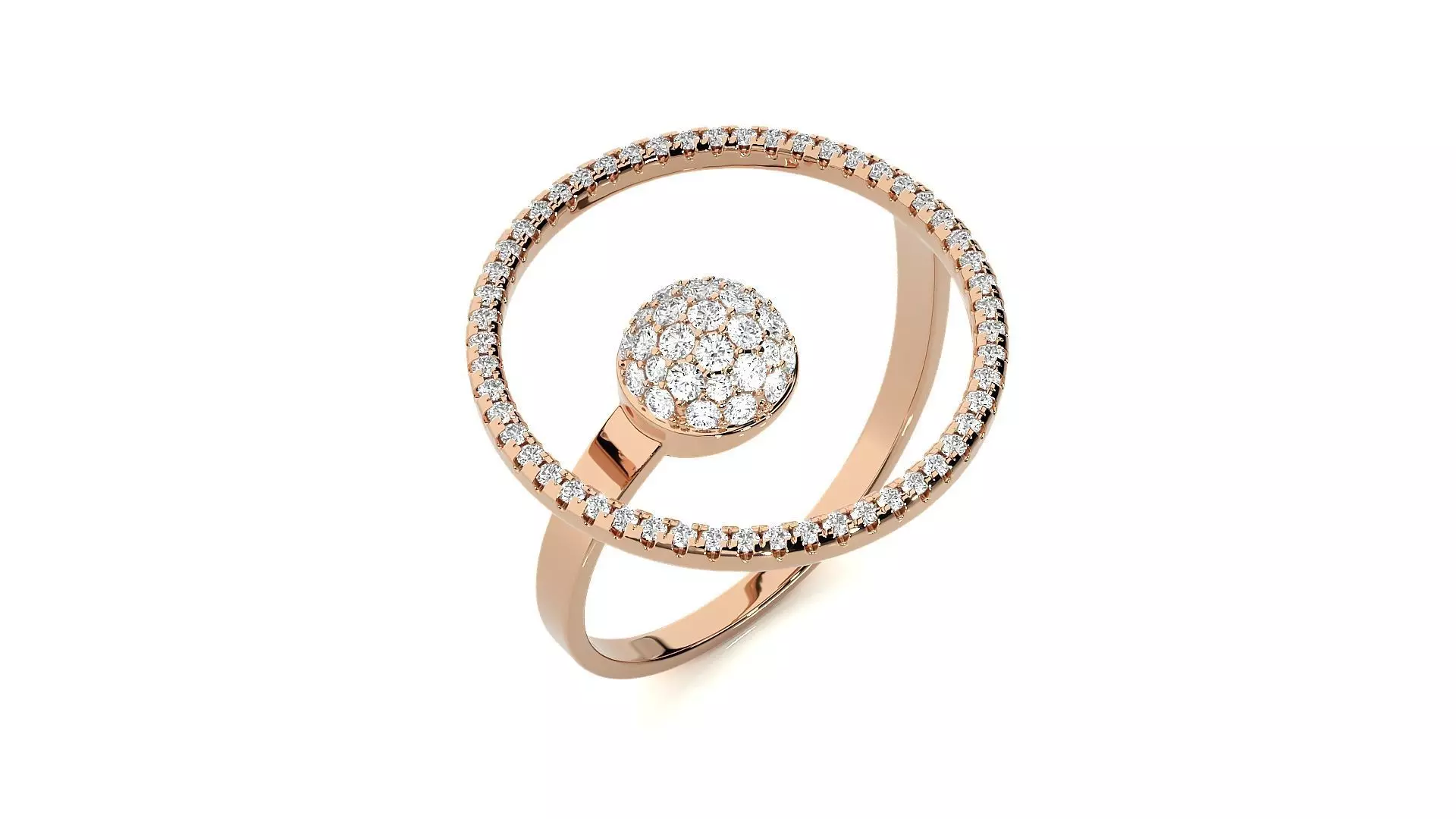 High End Orbital Diamond Cocktail Ring 3dm stl renders details 3D print model