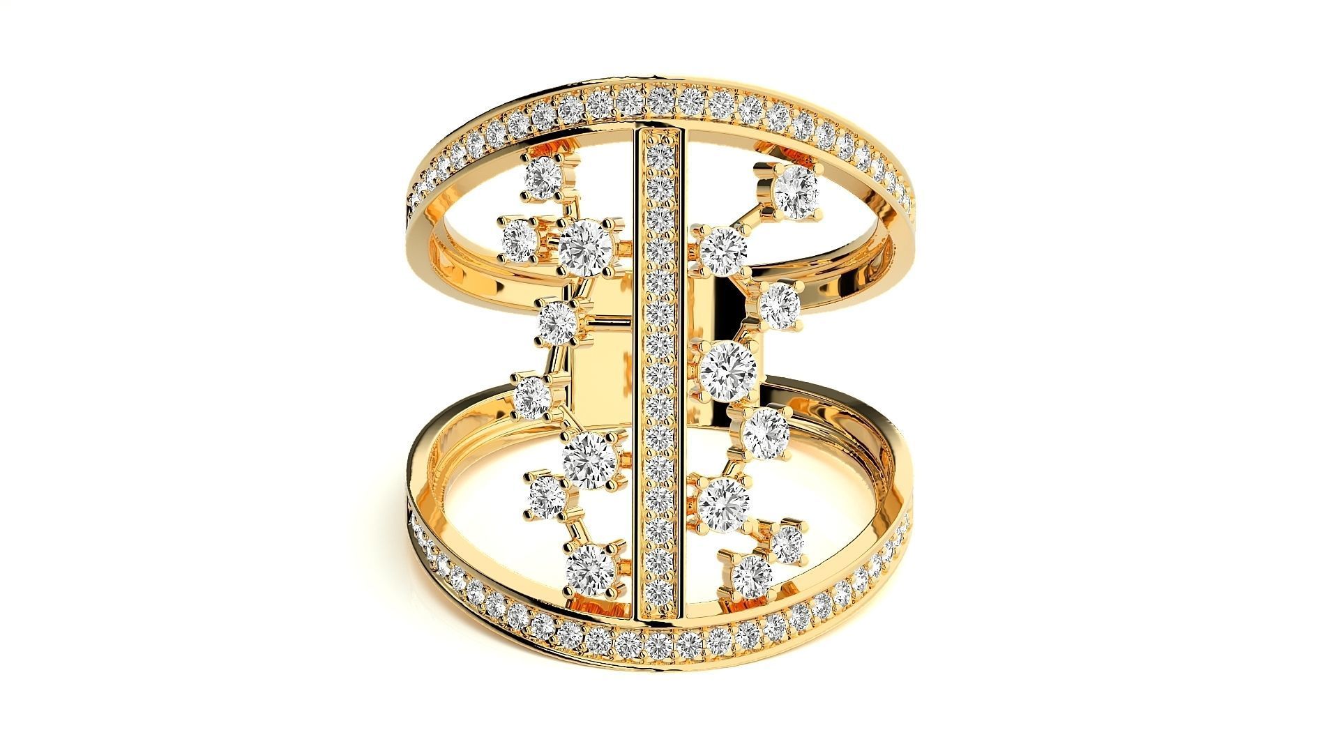 Diamond Cluster Cocktail ring 3dm stl renders details 3D print model_8