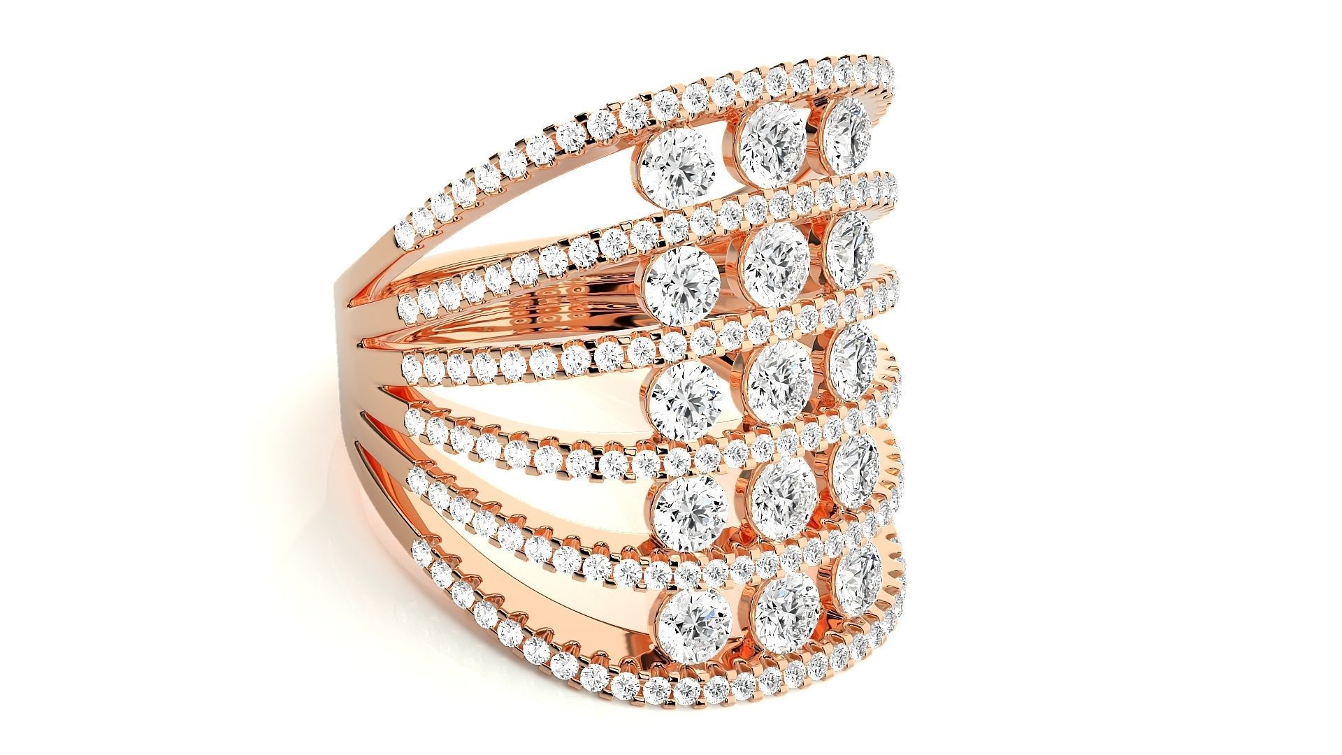 Diamond Cluster Cocktail ring 3dm stl renders details 3D print model_3