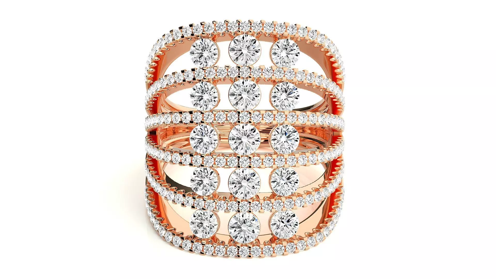 Diamond Cluster Cocktail ring 3dm stl renders details 3D print model_0