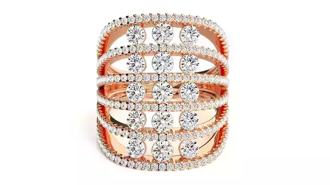 Diamond Cluster Cocktail ring 3dm stl renders details 3D print model
