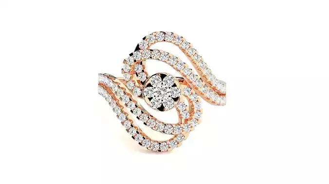 Halo Solitaire Cocktail Ring 3dm stl renders details