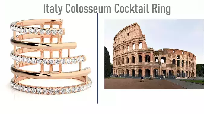Italy Colosseum Cocktail Ring 3dm stl renders details 