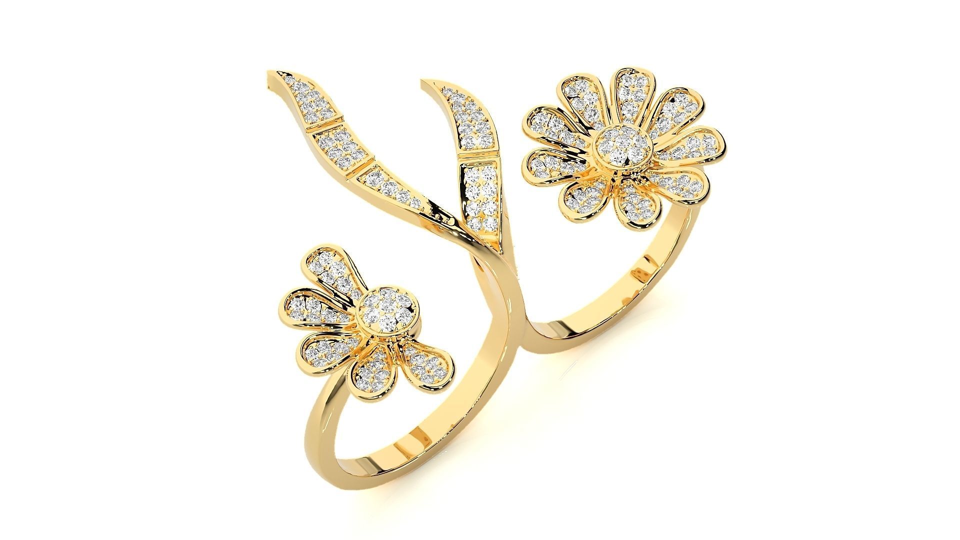 Flowery Diamond two finger 3dm stl renders details 3D print model_9