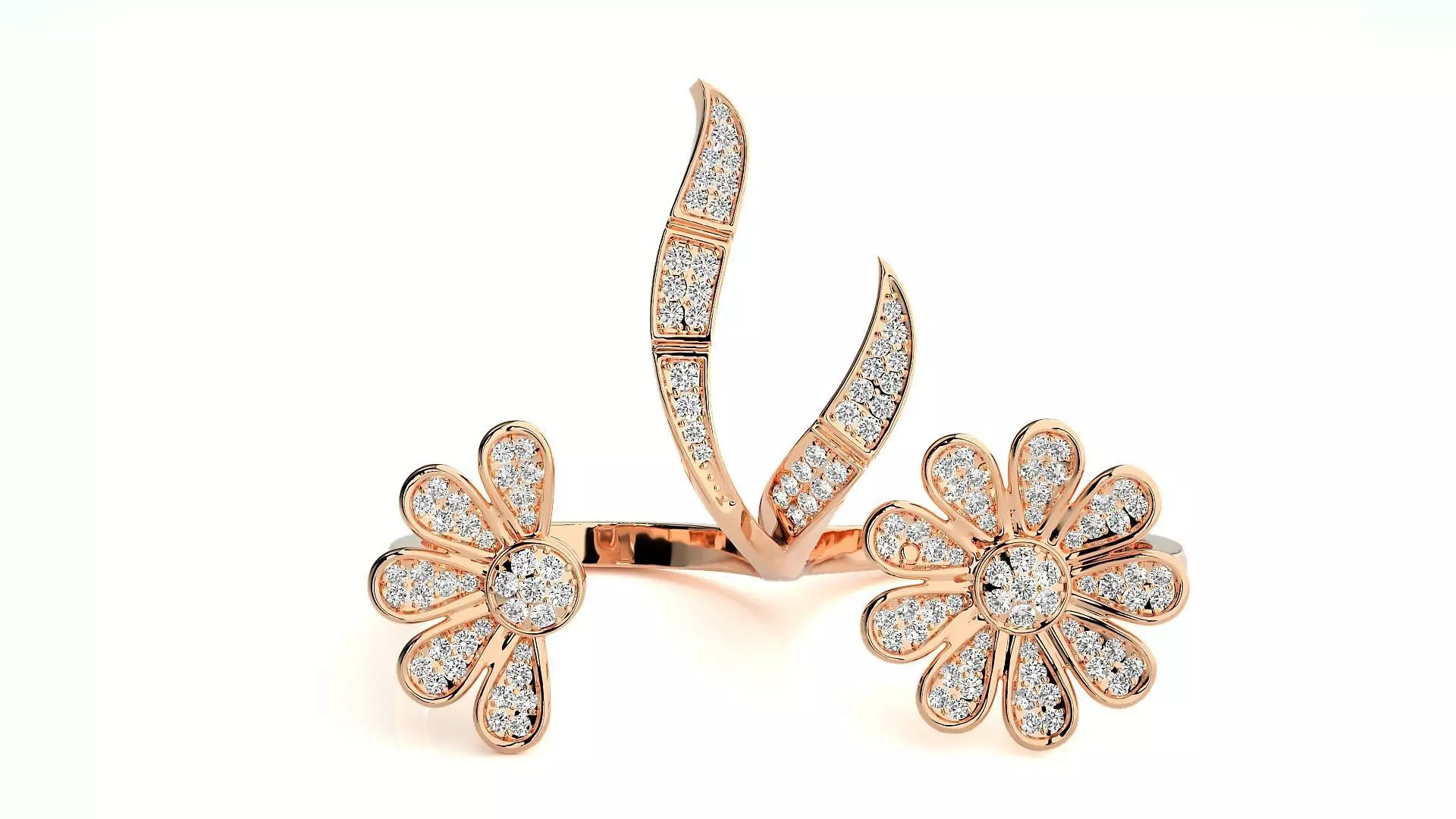 Flowery Diamond two finger 3dm stl renders details 3D print model_0