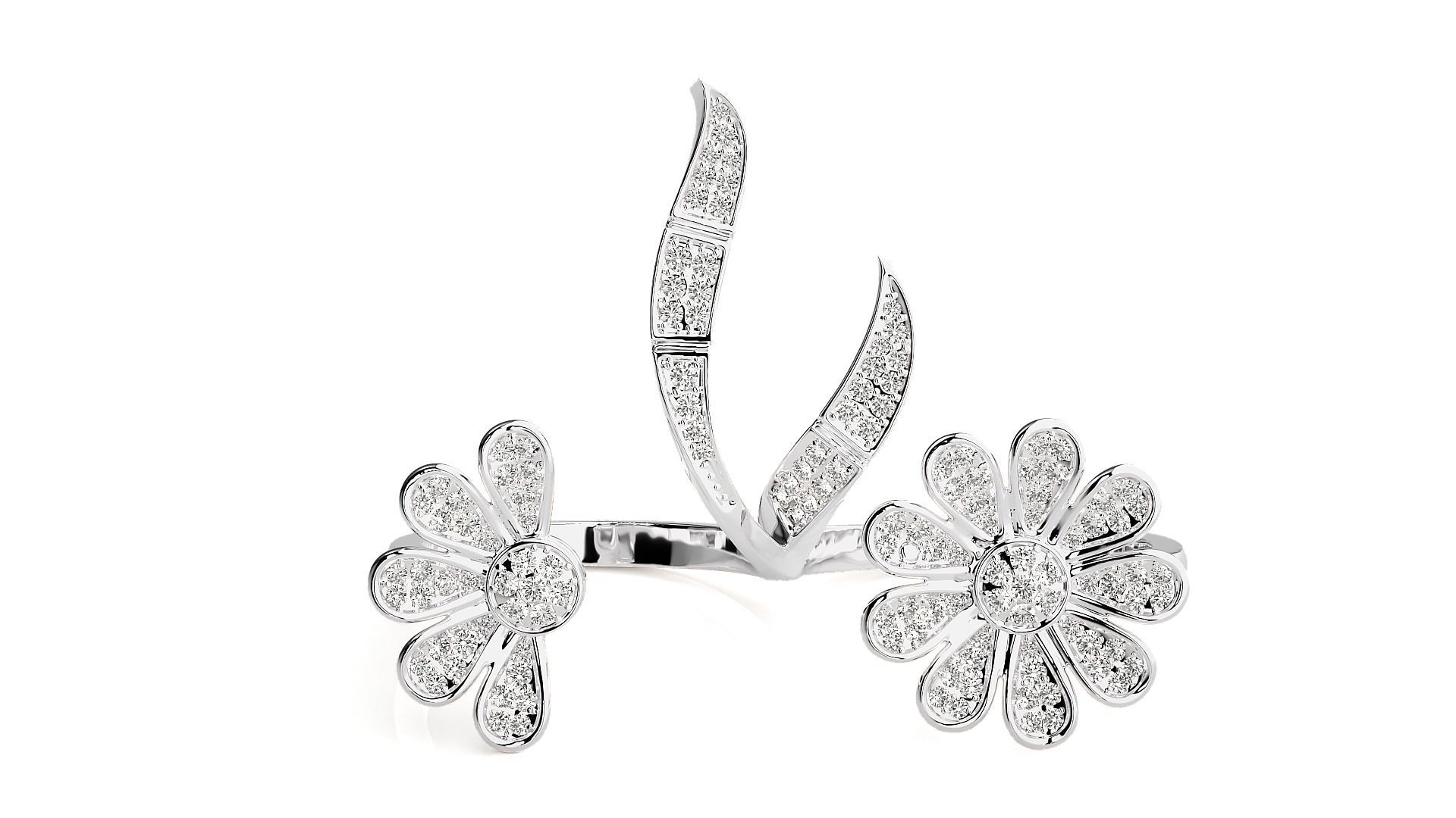 Flowery Diamond two finger 3dm stl renders details 3D print model_4