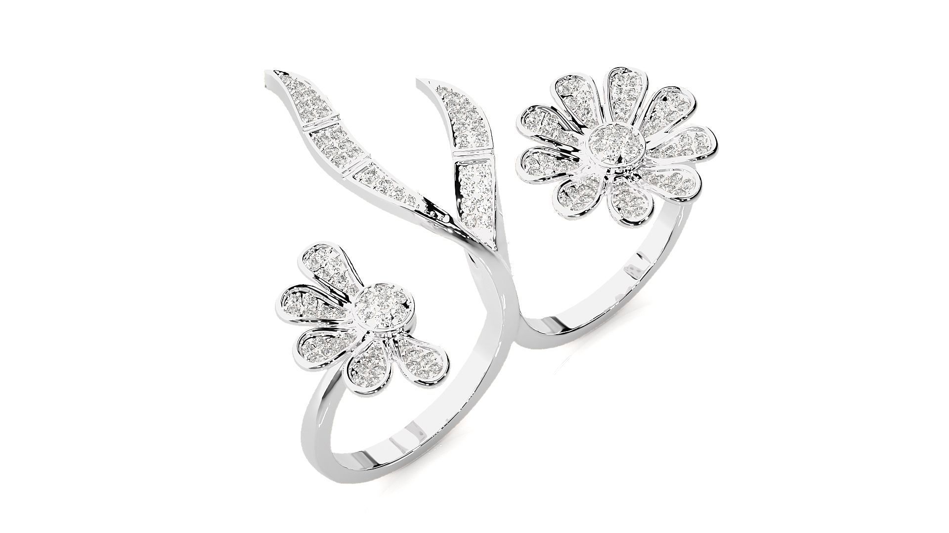 Flowery Diamond two finger 3dm stl renders details 3D print model_6